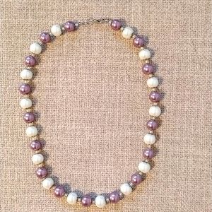 Purple nd white pearl necklace